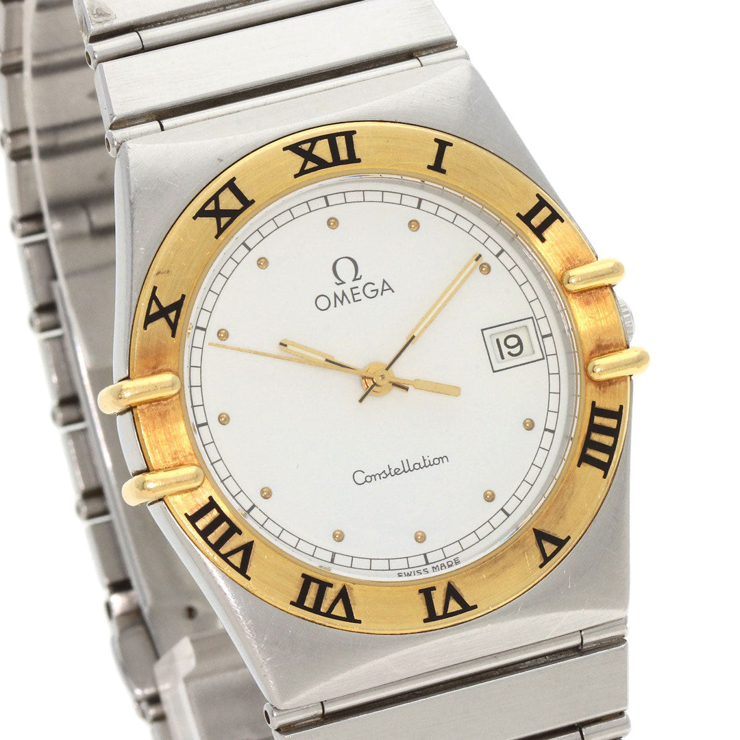 OMEGA Watches Quartz Stainless Steel gold Constellation flat bezel white dial