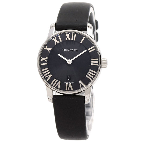 TIFFANY&Co. Watches Quartz Z1830.11.10A10A52A Stainless Steel, Leather Silver Atlas Dome black dial Women Used Authentic