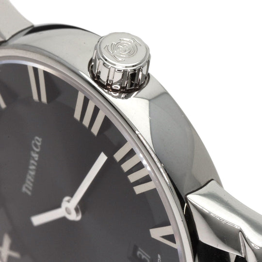 TIFFANY&Co. Watches Quartz Z1830.11.10A10A52A Stainless Steel, Leather Silver Atlas Dome black dial Women Used Authentic