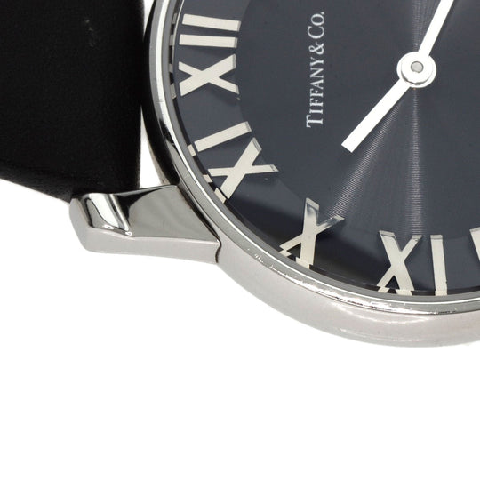 TIFFANY&Co. Watches Quartz Z1830.11.10A10A52A Stainless Steel, Leather Silver Atlas Dome black dial Women Used Authentic