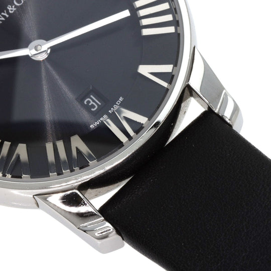 TIFFANY&Co. Watches Quartz Z1830.11.10A10A52A Stainless Steel, Leather Silver Atlas Dome black dial Women Used Authentic