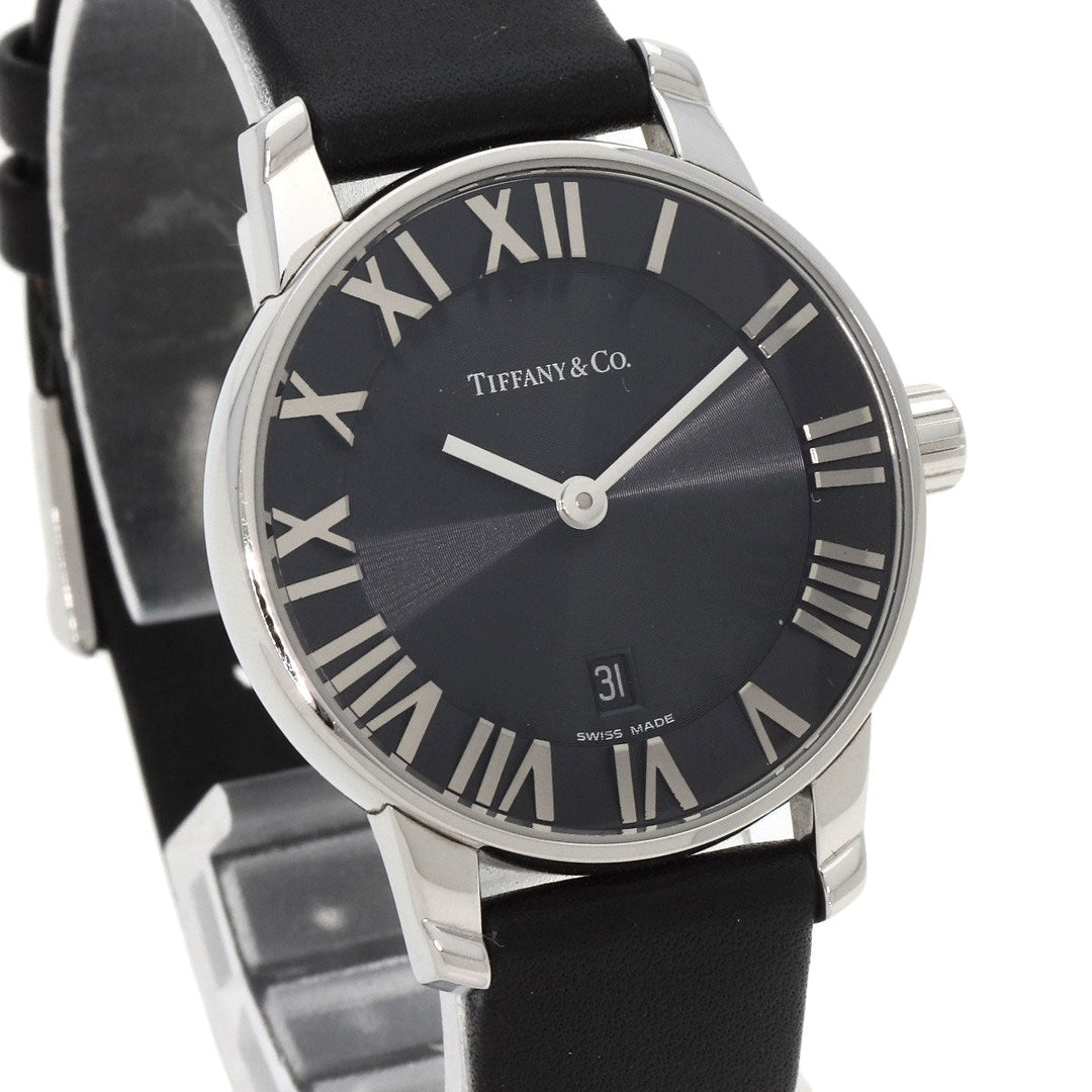 TIFFANY&Co. Watches Quartz Z1830.11.10A10A52A Stainless Steel, Leather Silver Atlas Dome black dial Women Used Authentic