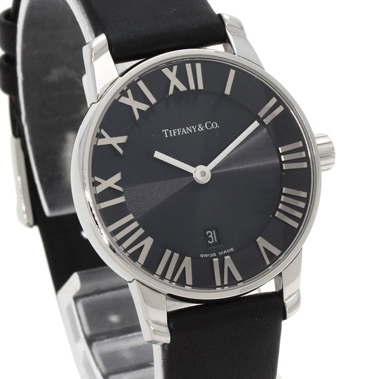 TIFFANY&Co. Watches Quartz Z1830.11.10A10A52A Stainless Steel, Leather Silver Atlas Dome black dial Women Used Authentic