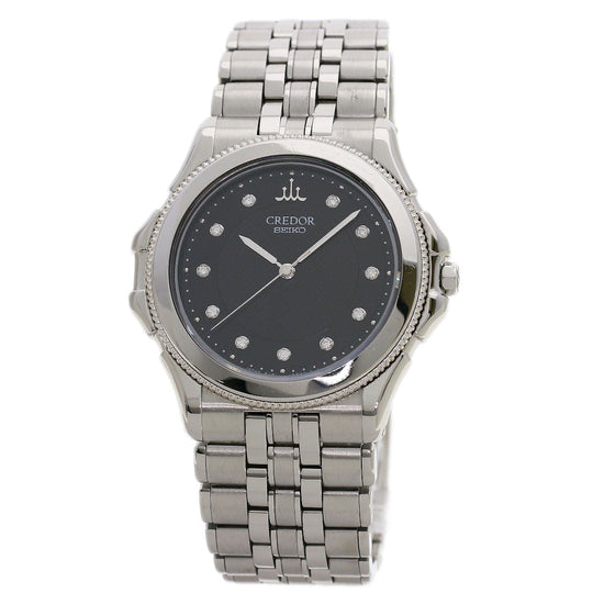 SEIKO Watches Quartz GCAR995 8J81-6B10 Stainless Steel Silver CREDOR 11P Diamond black dial
