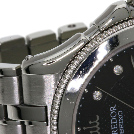 SEIKO Watches Quartz GCAR995 8J81-6B10 Stainless Steel Silver CREDOR 11P Diamond black dial