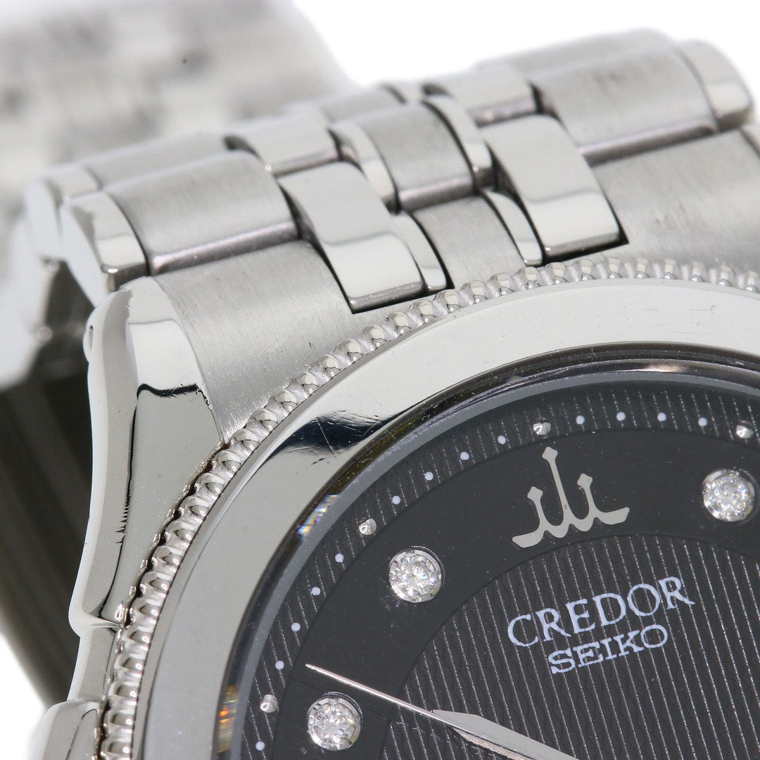 SEIKO Watches Quartz GCAR995 8J81-6B10 Stainless Steel Silver CREDOR 11P Diamond black dial