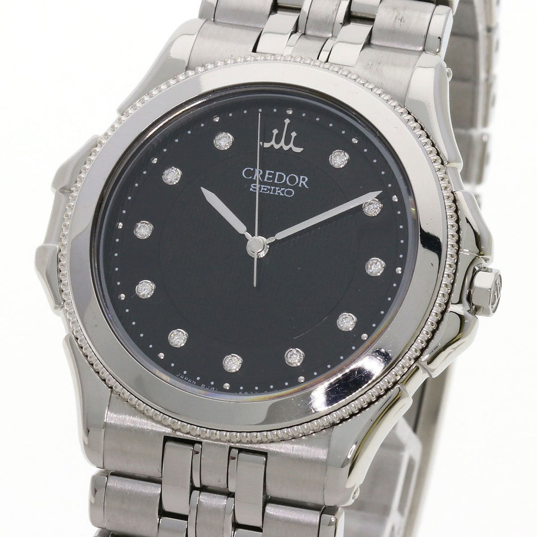 SEIKO Watches Quartz GCAR995 8J81-6B10 Stainless Steel Silver CREDOR 11P Diamond black dial