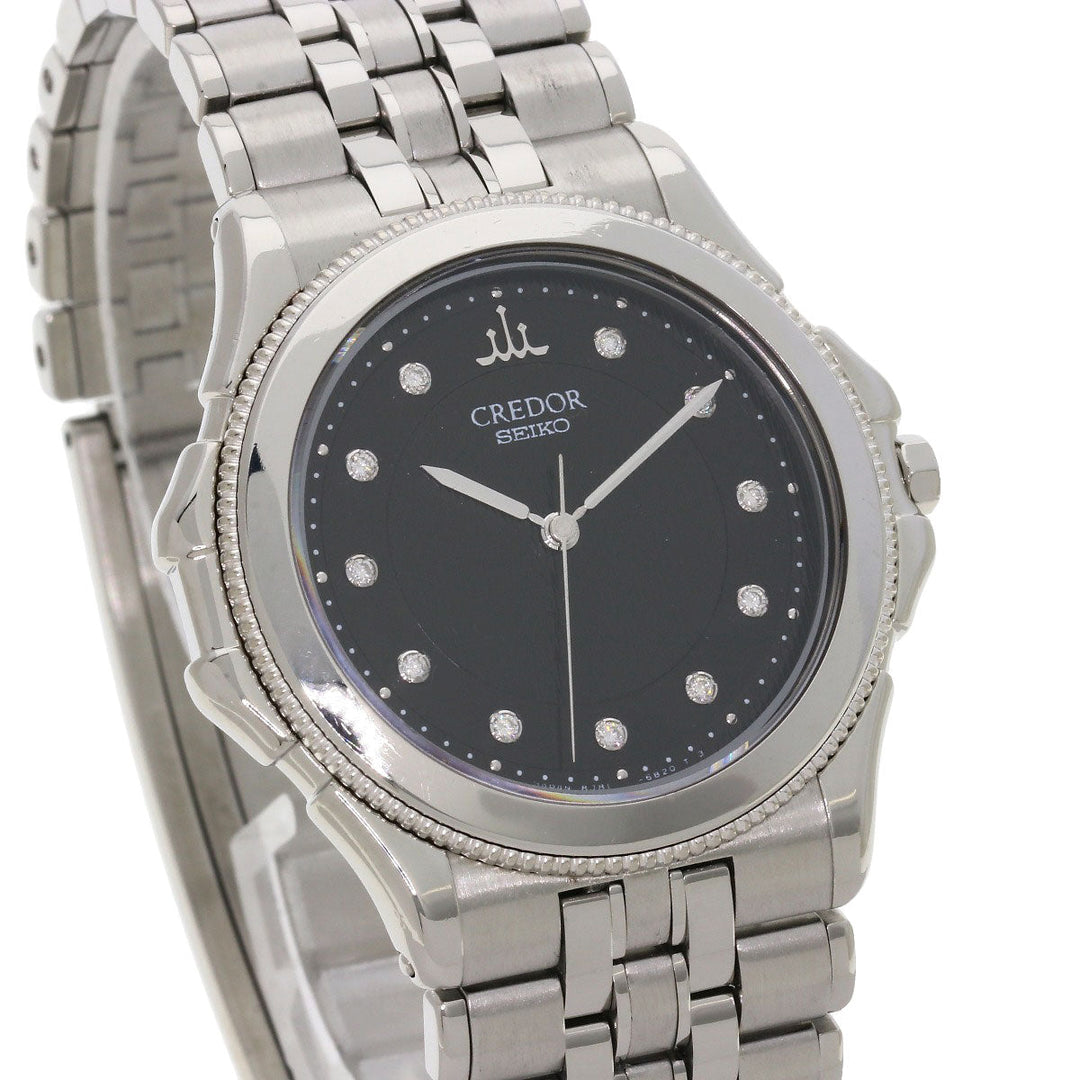 SEIKO Watches Quartz GCAR995 8J81-6B10 Stainless Steel Silver CREDOR 11P Diamond black dial
