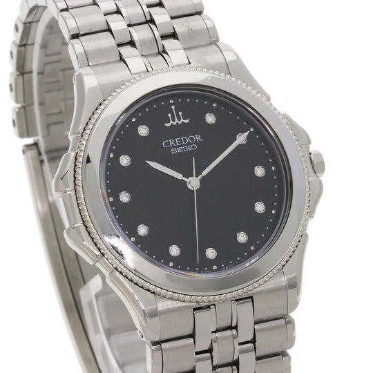 SEIKO Watches Quartz GCAR995 8J81-6B10 Stainless Steel Silver CREDOR 11P Diamond black dial
