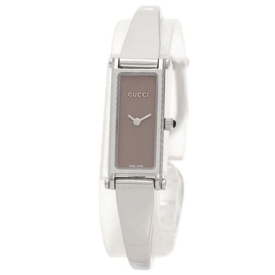 GUCCI Watches Quartz 1500L Stainless Steel , Stainless Steel Silver Square face Brown dial Women Used Authentic