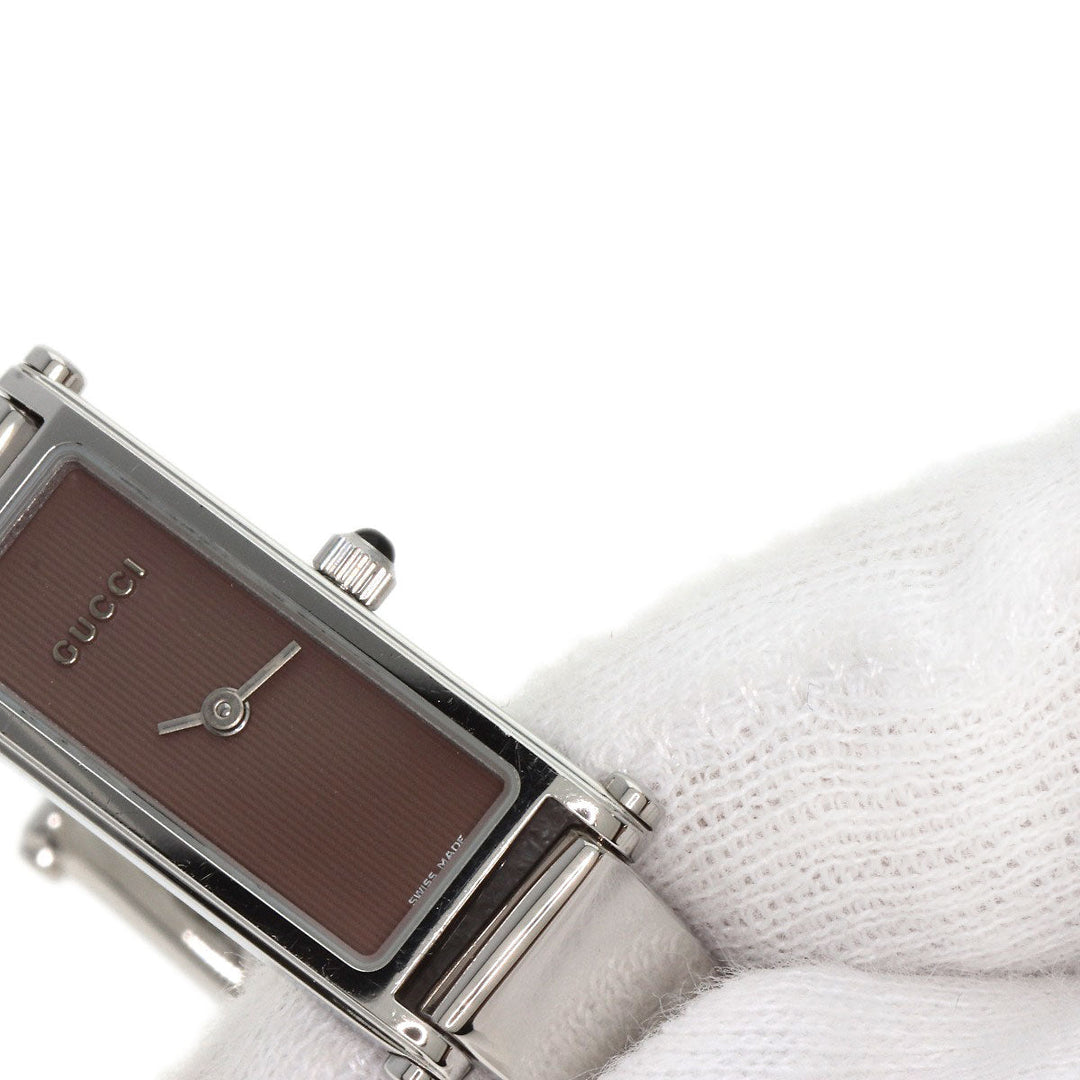 GUCCI Watches Quartz 1500L Stainless Steel , Stainless Steel Silver Square face Brown dial Women Used Authentic