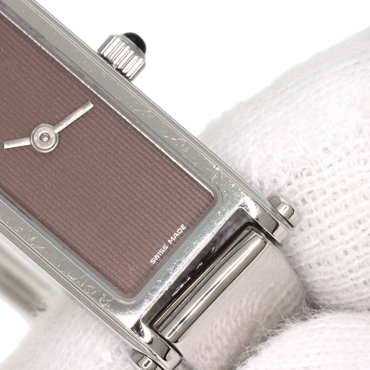 GUCCI Watches Quartz 1500L Stainless Steel , Stainless Steel Silver Square face Brown dial Women Used Authentic