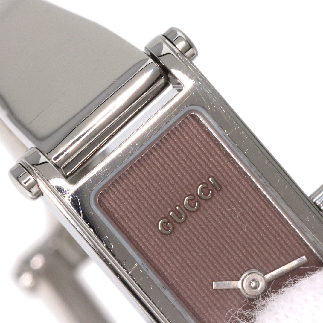 GUCCI Watches Quartz 1500L Stainless Steel , Stainless Steel Silver Square face Brown dial Women Used Authentic