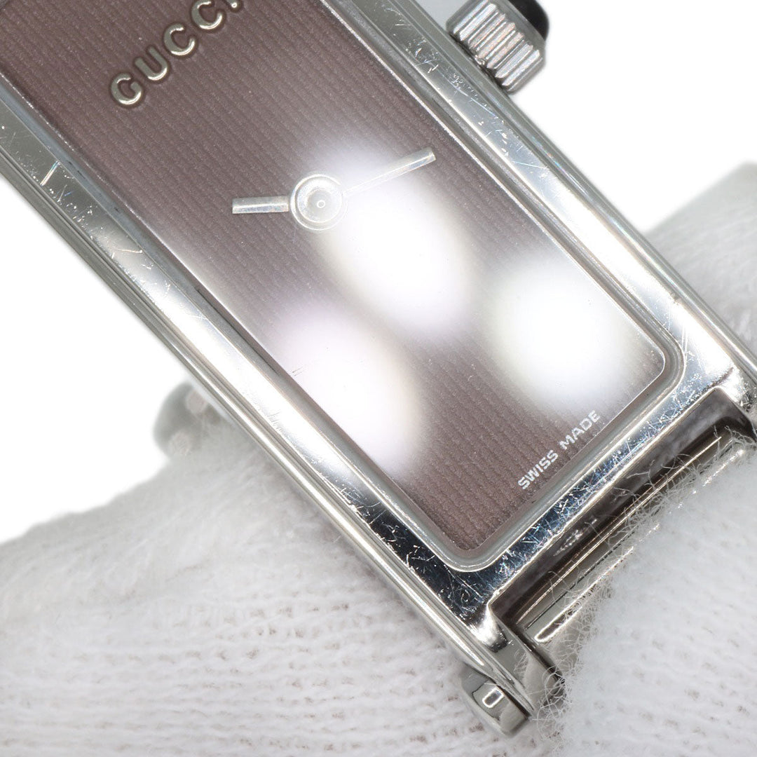 GUCCI Watches Quartz 1500L Stainless Steel , Stainless Steel Silver Square face Brown dial Women Used Authentic