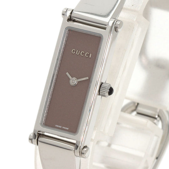 GUCCI Watches Quartz 1500L Stainless Steel , Stainless Steel Silver Square face Brown dial Women Used Authentic