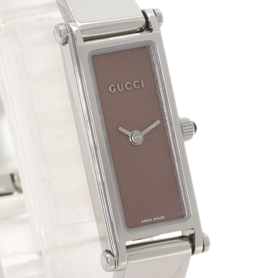 GUCCI Watches Quartz 1500L Stainless Steel , Stainless Steel Silver Square face Brown dial Women Used Authentic