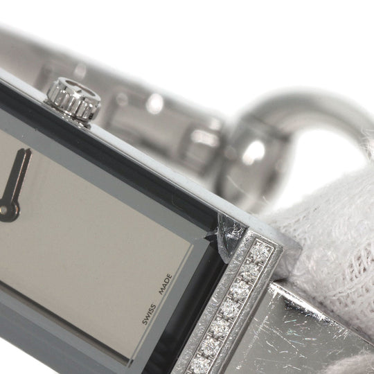 GUCCI Watches Quartz 127.5 Stainless Steel , Stainless Steel Silver Square Face Bezel Diamond mirror dial Women Used Authentic