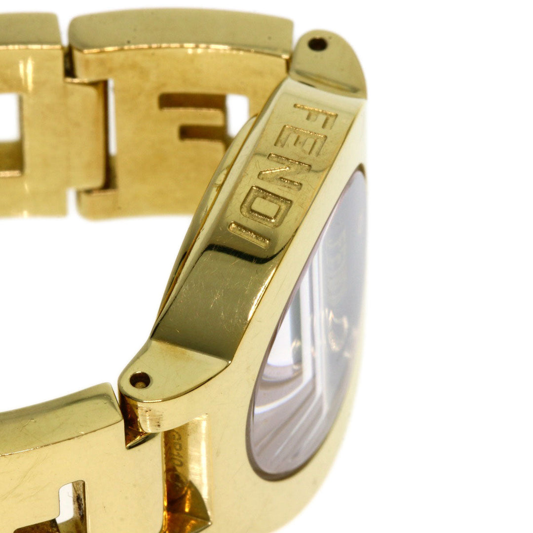 FENDI Watches Quartz 3060L Gold Plated , Gold Plated gold Stella 1P Diamond black dial Women Used Authentic
