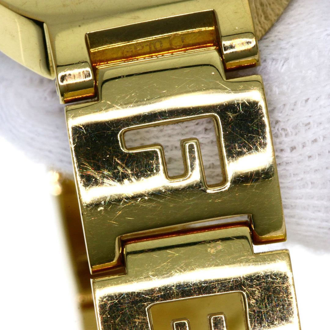 FENDI Watches Quartz 3060L Gold Plated , Gold Plated gold Stella 1P Diamond black dial Women Used Authentic