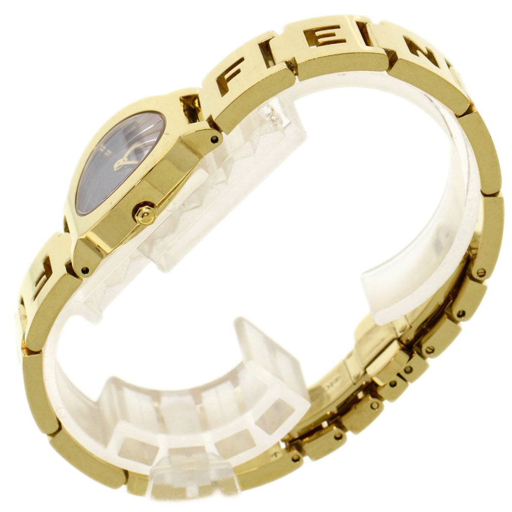 FENDI Watches Quartz 3060L Gold Plated , Gold Plated gold Stella 1P Diamond black dial Women Used Authentic