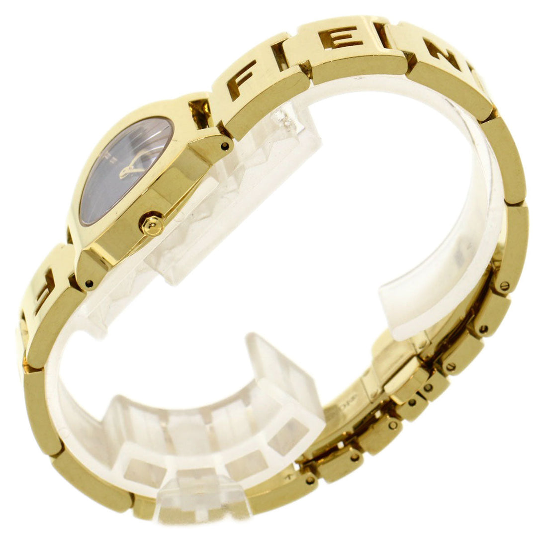 FENDI Watches Quartz 3060L Gold Plated , Gold Plated gold Stella 1P Diamond black dial Women Used Authentic