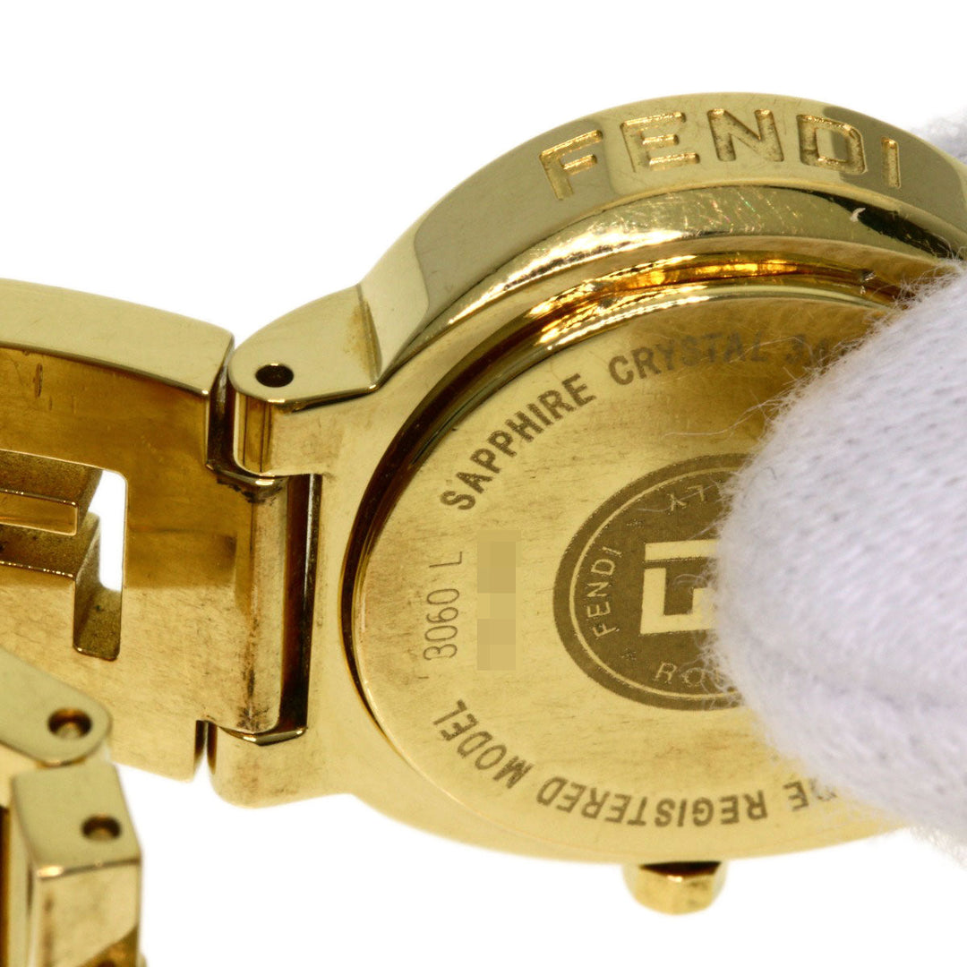 FENDI Watches Quartz 3060L Gold Plated , Gold Plated gold Stella 1P Diamond black dial Women Used Authentic