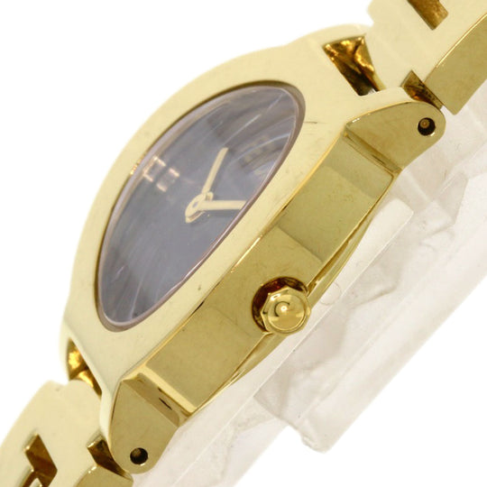 FENDI Watches Quartz 3060L Gold Plated , Gold Plated gold Stella 1P Diamond black dial Women Used Authentic