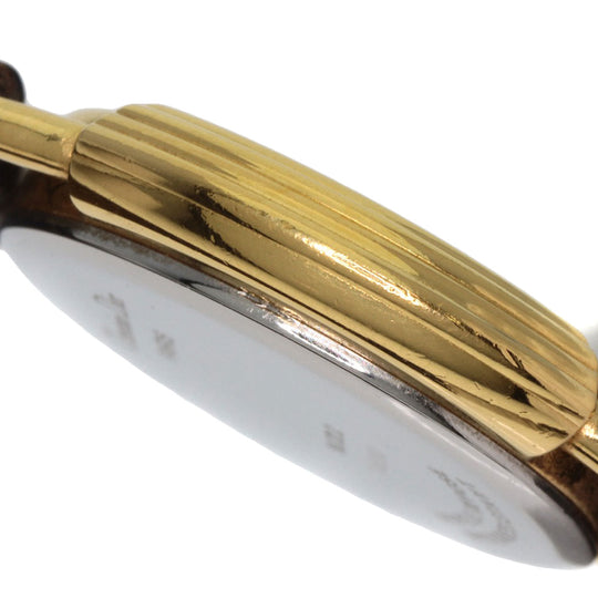Christian Dior Watches Quartz 58.121.2 Gold Plated, Leather gold Round Face 12P Diamond White shell dial Women Used Authentic