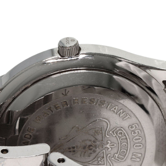 GUCCI Watches Quartz 5500M Stainless Steel , Stainless Steel Silver Round face black dial mens Used Authentic