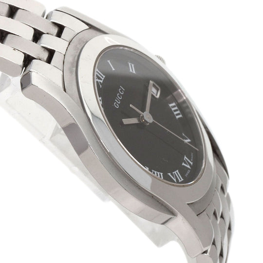 GUCCI Watches Quartz 5500M Stainless Steel , Stainless Steel Silver Round face black dial mens Used Authentic
