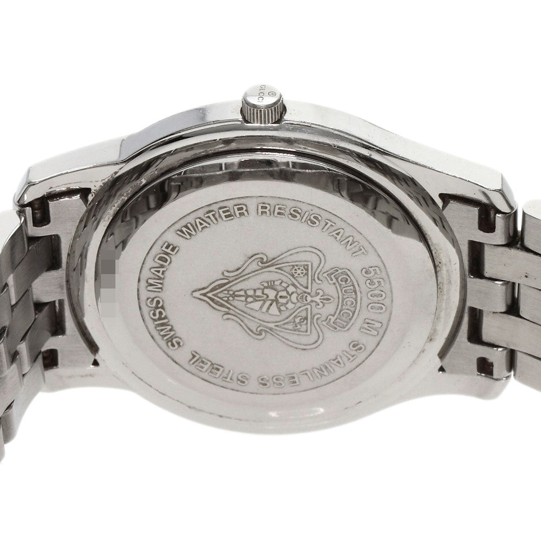 GUCCI Watches Quartz 5500M Stainless Steel , Stainless Steel Silver Round face black dial mens Used Authentic