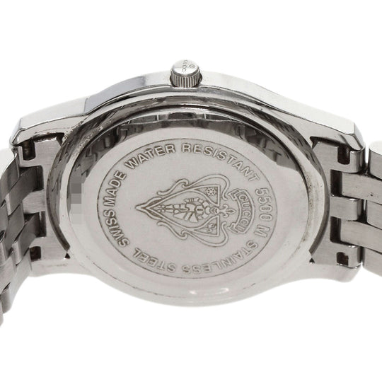 GUCCI Watches Quartz 5500M Stainless Steel , Stainless Steel Silver Round face black dial mens Used Authentic