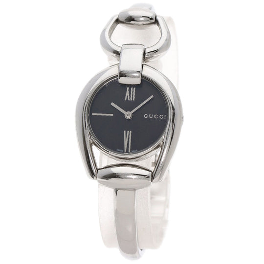 GUCCI Watches Quartz 139.5 Stainless Steel , Stainless Steel Silver Horsebit Black shell dial Women Used Authentic
