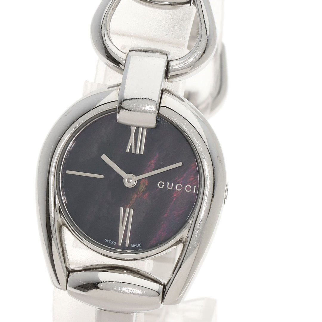 GUCCI Watches Quartz 139.5 Stainless Steel , Stainless Steel Silver Horsebit Black shell dial Women Used Authentic
