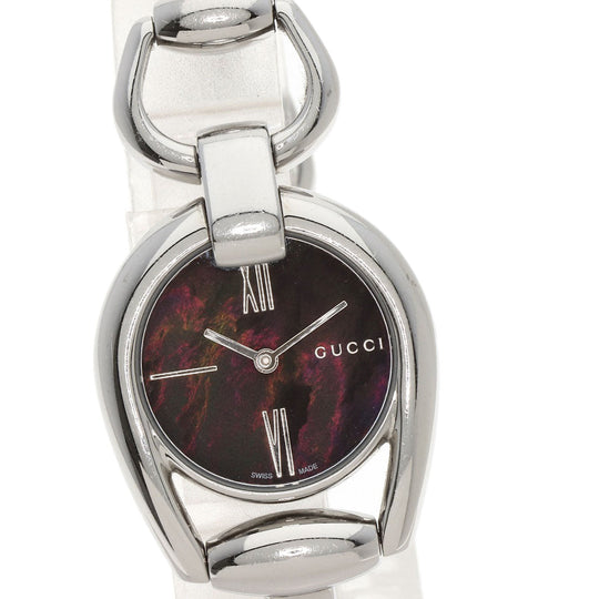 GUCCI Watches Quartz 139.5 Stainless Steel , Stainless Steel Silver Horsebit Black shell dial Women Used Authentic