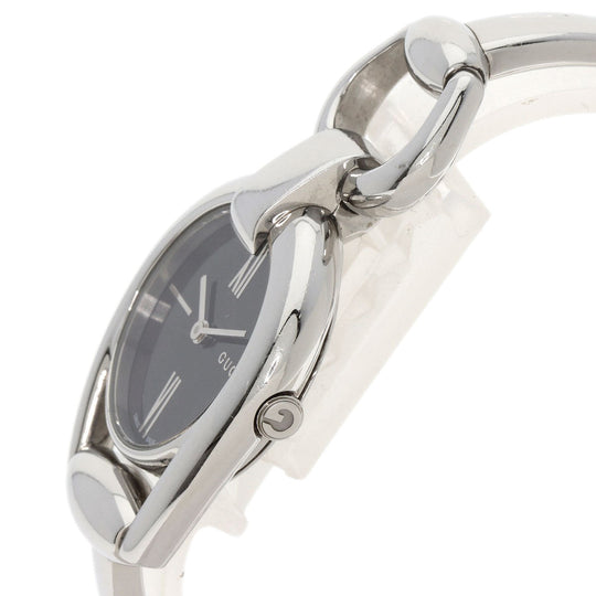 GUCCI Watches Quartz 139.5 Stainless Steel , Stainless Steel Silver Horsebit Black shell dial Women Used Authentic