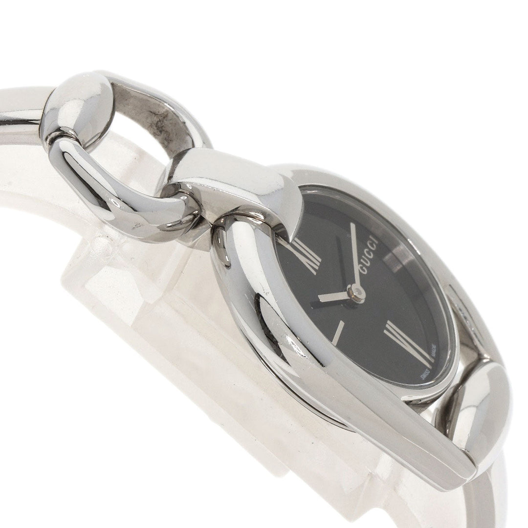 GUCCI Watches Quartz 139.5 Stainless Steel , Stainless Steel Silver Horsebit Black shell dial Women Used Authentic