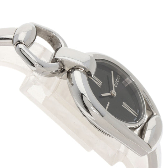 GUCCI Watches Quartz 139.5 Stainless Steel , Stainless Steel Silver Horsebit Black shell dial Women Used Authentic