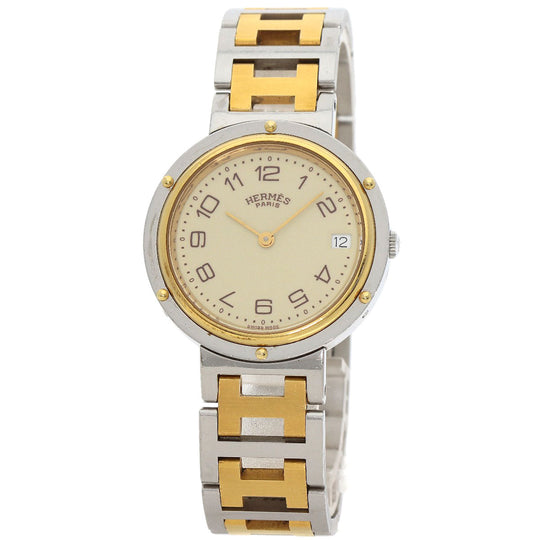 HERMES Watches Quartz Stainless Steel , SSxGP gold Clipper Old Belt cream dial mens Used Authentic