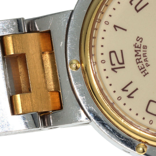 HERMES Watches Quartz Stainless Steel , SSxGP gold Clipper Old Belt cream dial mens Used Authentic