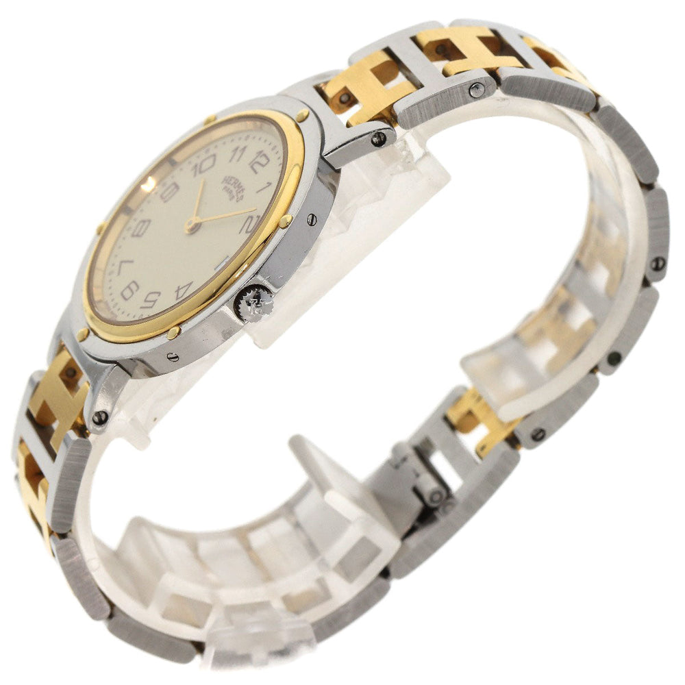 HERMES Watches Quartz Stainless Steel , SSxGP gold Clipper Old Belt cream dial mens Used Authentic