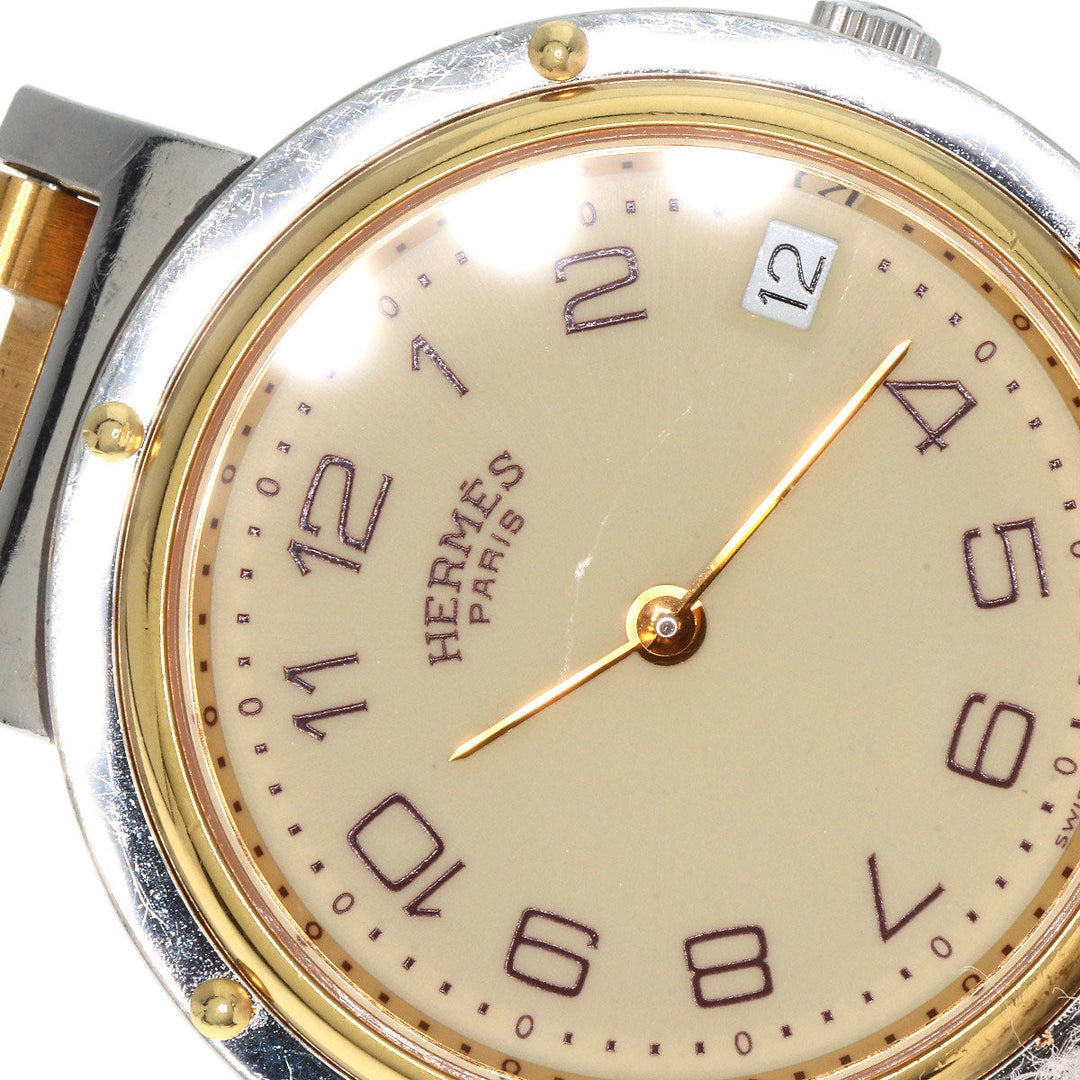 HERMES Watches Quartz Stainless Steel , SSxGP gold Clipper Old Belt cream dial mens Used Authentic