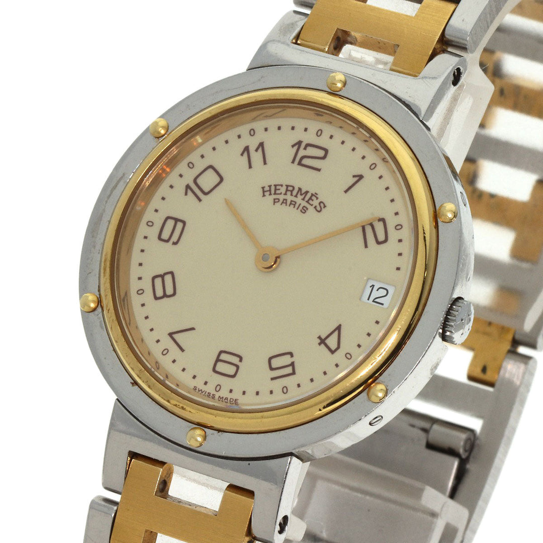 HERMES Watches Quartz Stainless Steel , SSxGP gold Clipper Old Belt cream dial mens Used Authentic