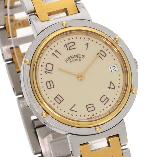 HERMES Watches Quartz Stainless Steel , SSxGP gold Clipper Old Belt cream dial mens Used Authentic