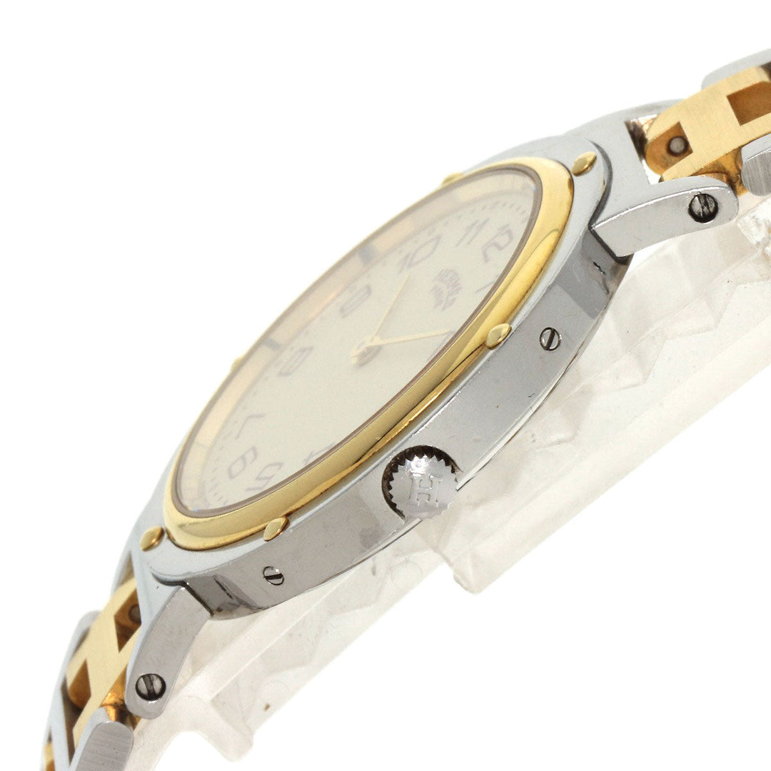 HERMES Watches Quartz Stainless Steel , SSxGP gold Clipper Old Belt cream dial mens Used Authentic