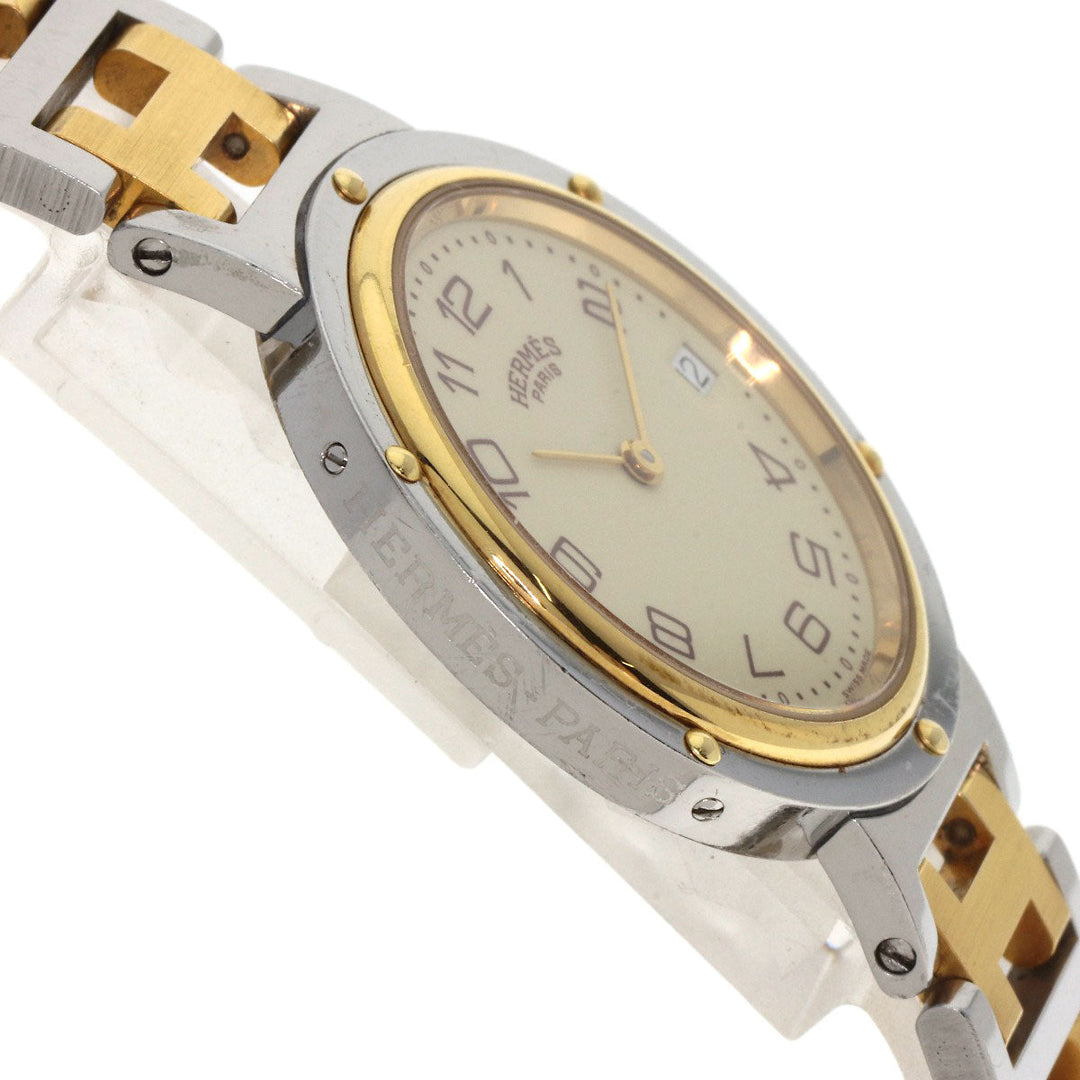 HERMES Watches Quartz Stainless Steel , SSxGP gold Clipper Old Belt cream dial mens Used Authentic