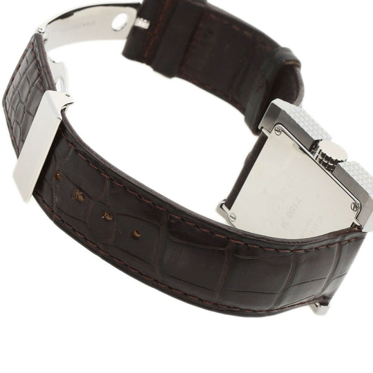 GUCCI Watches Quartz 7100M Stainless Steel, Leather Silver Square face Silver dial mens Used Authentic