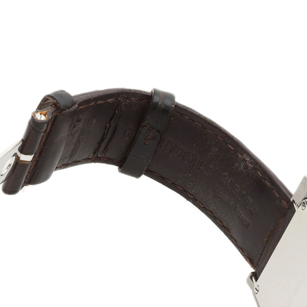 GUCCI Watches Quartz 7100M Stainless Steel, Leather Silver Square face Silver dial mens Used Authentic