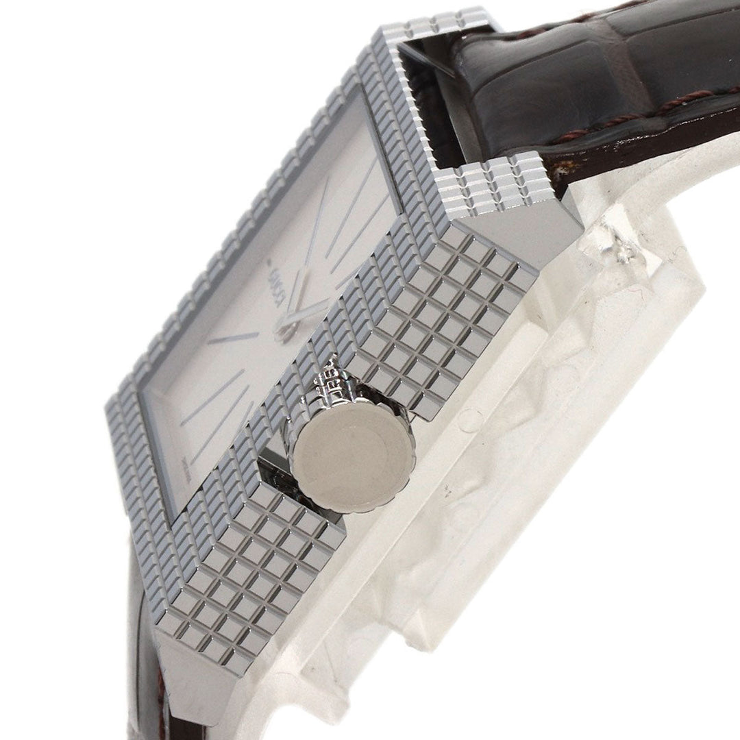 GUCCI Watches Quartz 7100M Stainless Steel, Leather Silver Square face Silver dial mens Used Authentic
