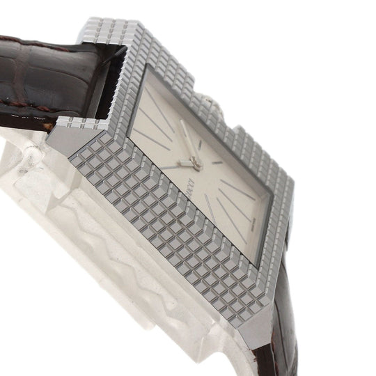 GUCCI Watches Quartz 7100M Stainless Steel, Leather Silver Square face Silver dial mens Used Authentic
